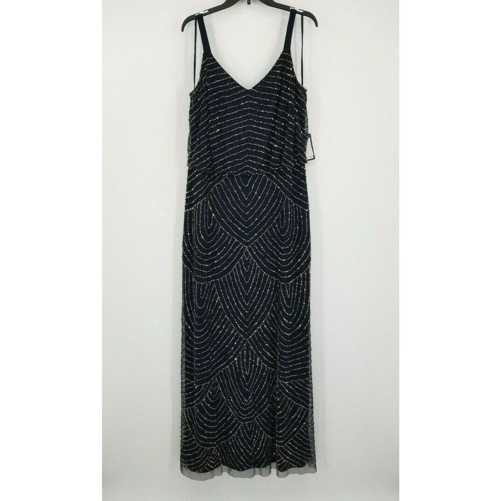 Adrianna Papell Women's Plus-Size Long Beaded Gown